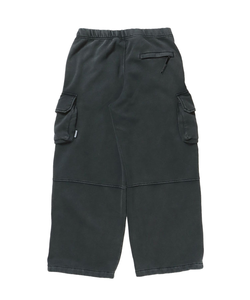 FADED SWEAT CARGO PANTS / カーゴパンツ スウェット ワイドシルエット 裏起毛 ドローコード 刺繍 ≪セットアップ着用可能≫ ブラック