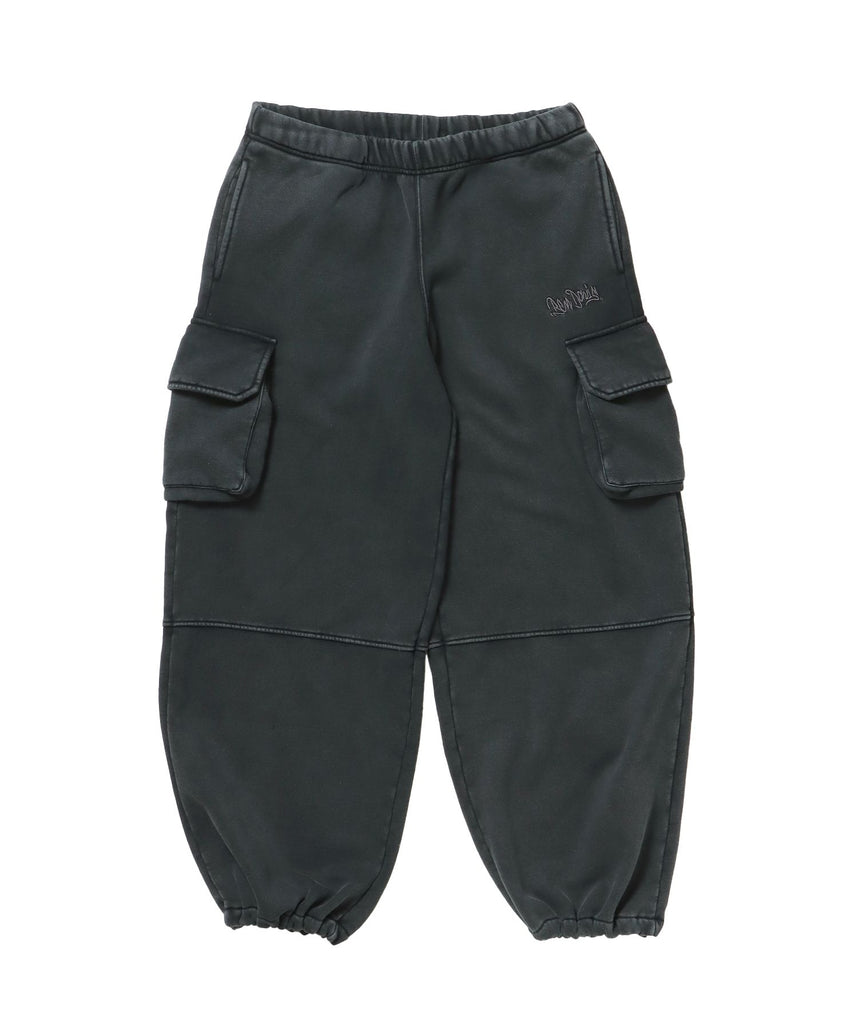 【BEN DAVIS(ベンデイビス)】FADED SWEAT CARGO PANTS / カーゴパンツ スウェット ワイドシルエット 裏起毛 ドローコード 刺繍 ≪セットアップ着用可能≫ ブラック