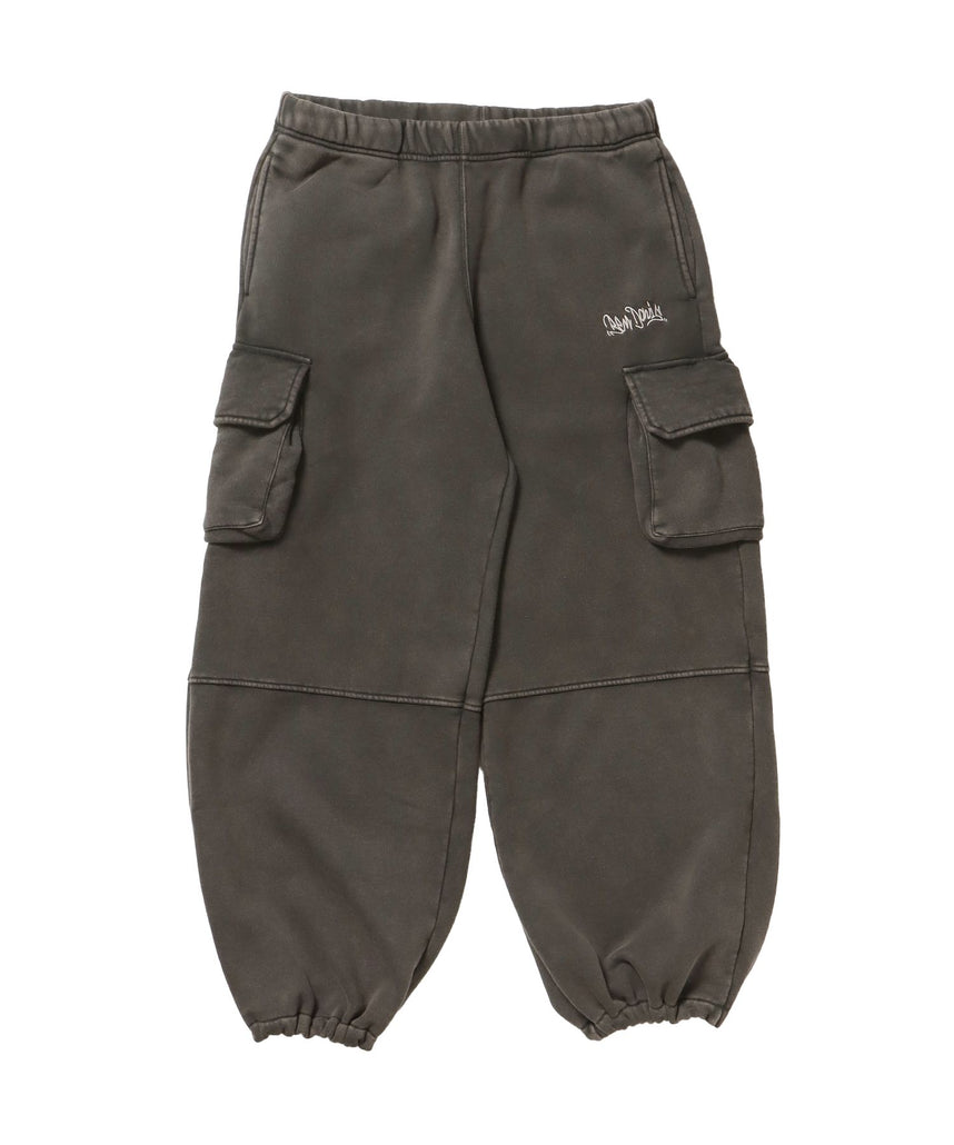 【BEN DAVIS(ベンデイビス)】FADED SWEAT CARGO PANTS / カーゴパンツ スウェット ワイドシルエット 裏起毛 ドローコード 刺繍 ≪セットアップ着用可能≫ ダークブラウン