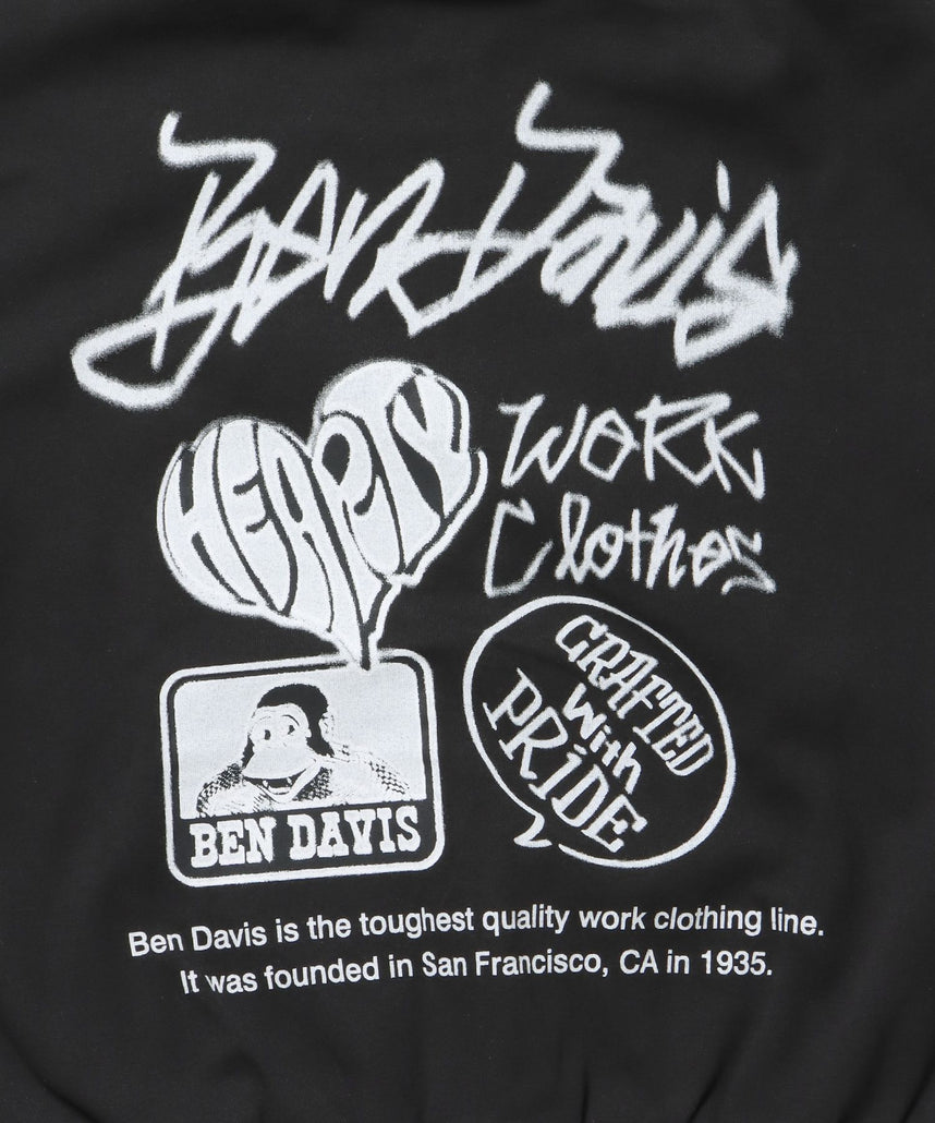 AGGING JERSEY ZIP HOODY / ヘビーウェイト 刺繍 スウェット ジップパーカー 刺繍 【短丈】 ブラック