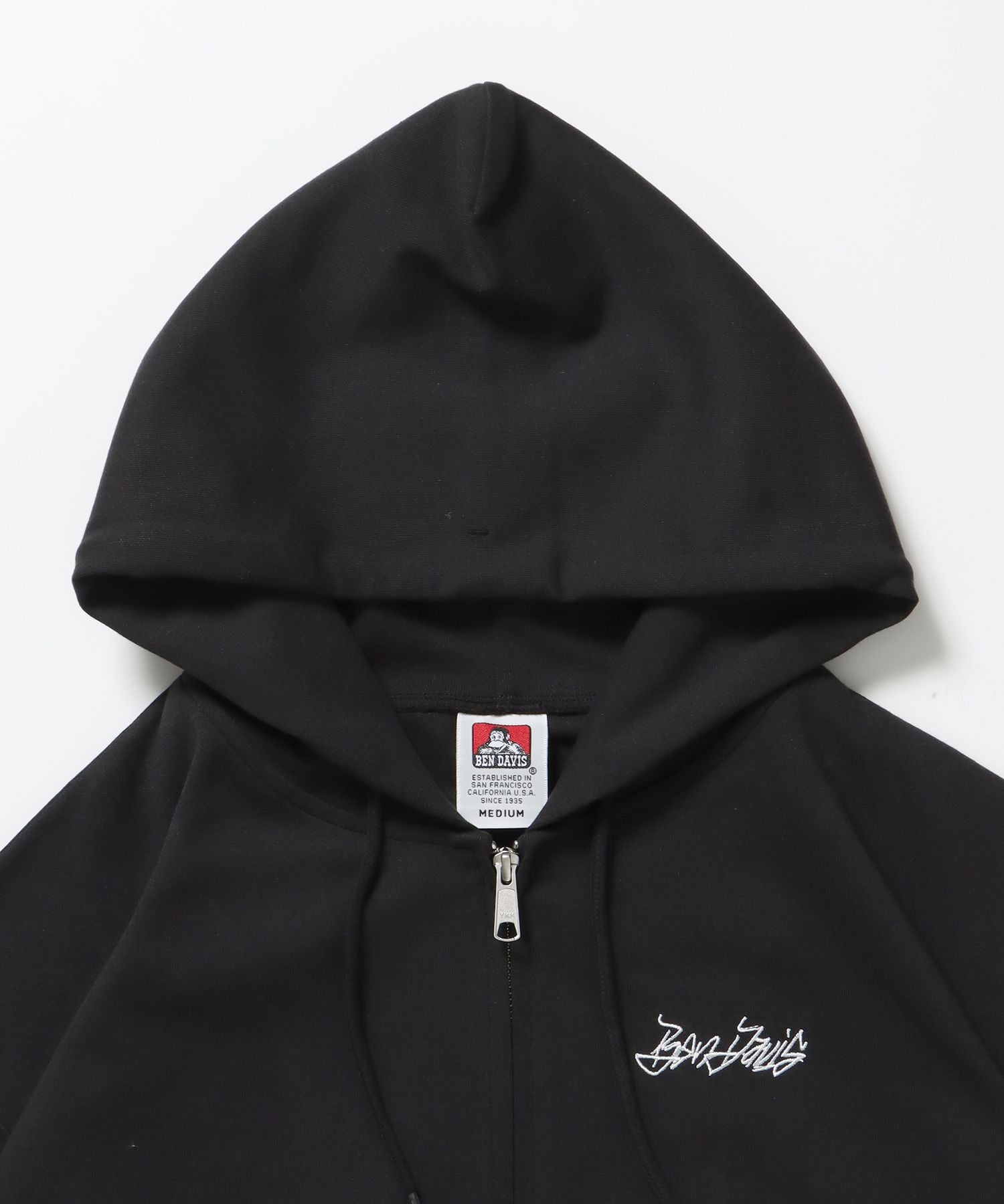 AGGING JERSEY ZIP HOODY / ヘビーウェイト 刺繍 スウェット ジップパーカー 刺繍 【短丈】 ブラック