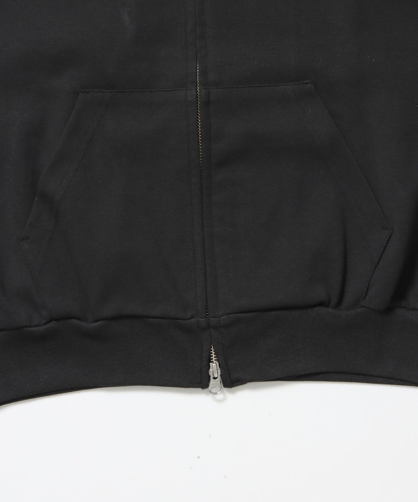 AGGING JERSEY ZIP HOODY / ヘビーウェイト 刺繍 スウェット ジップパーカー 刺繍 【短丈】 ブラック