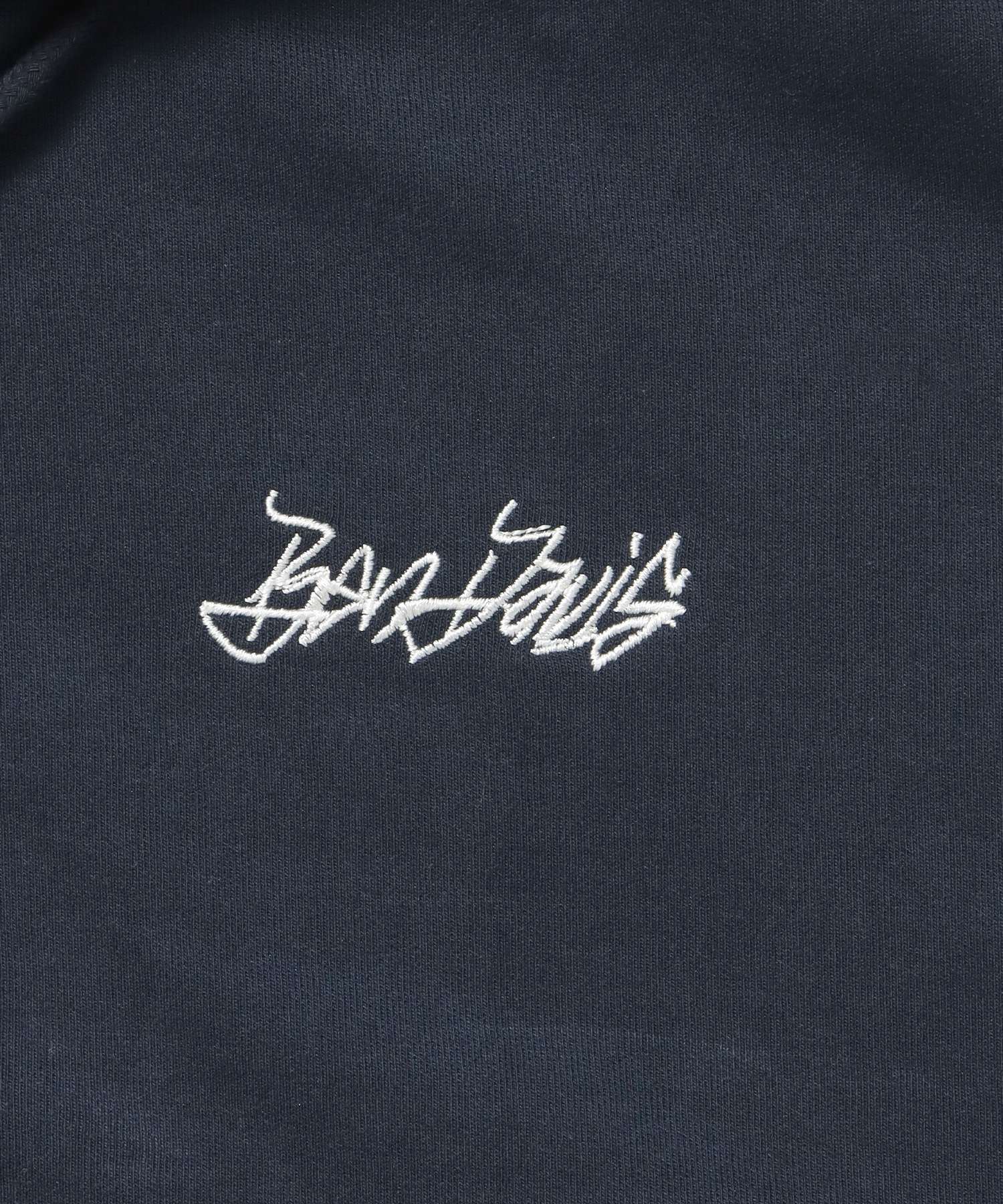 AGGING JERSEY ZIP HOODY / ヘビーウェイト 刺繍 スウェット ジップパーカー 刺繍 【短丈】 ネイビー