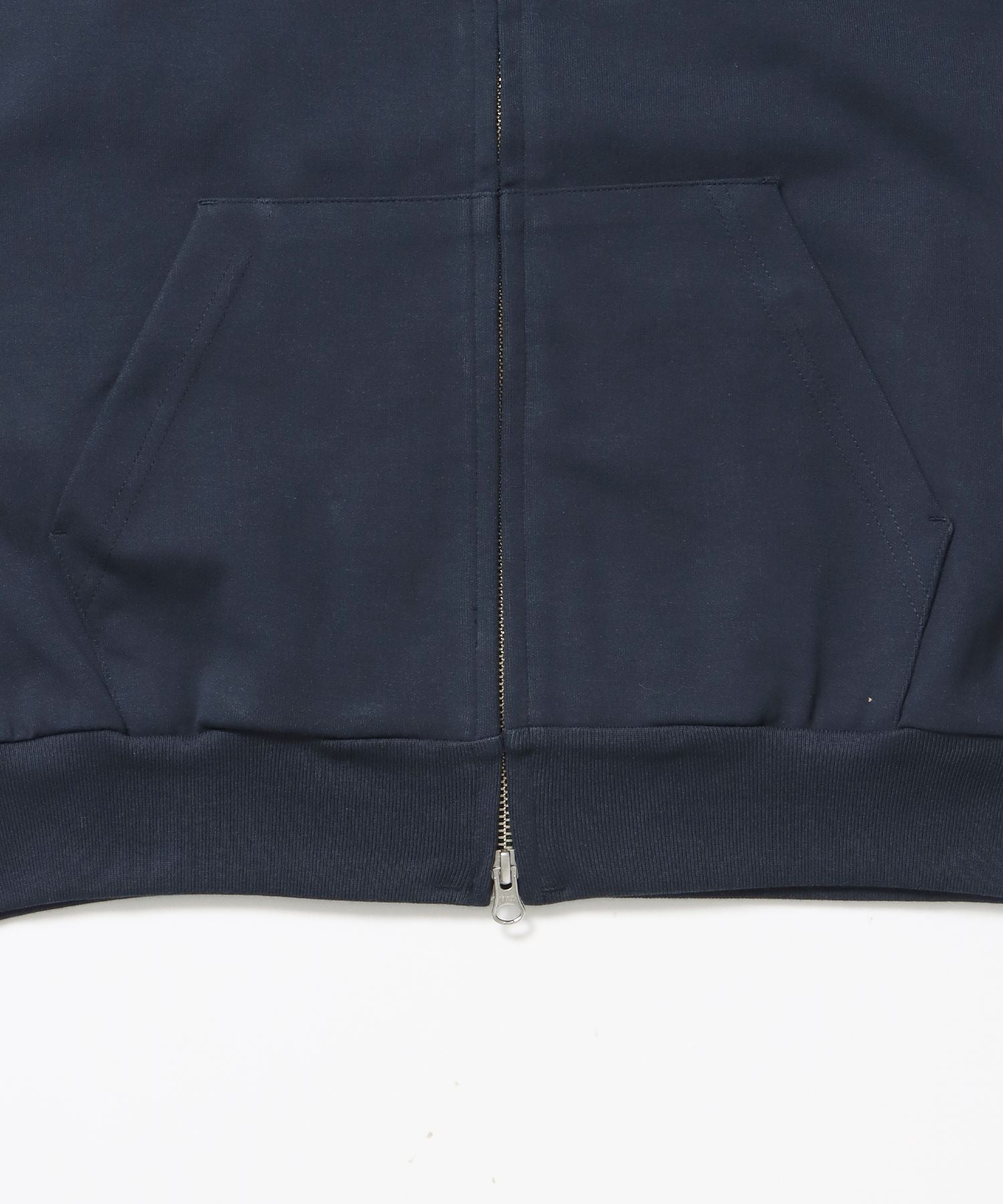 AGGING JERSEY ZIP HOODY / ヘビーウェイト 刺繍 スウェット ジップパーカー 刺繍 【短丈】 ネイビー