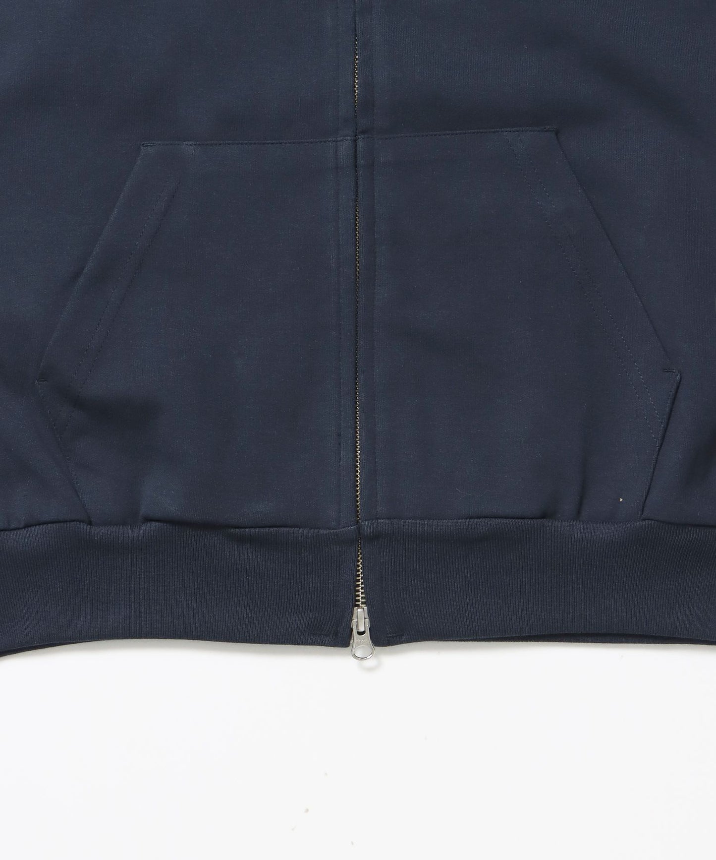 AGGING JERSEY ZIP HOODY / ヘビーウェイト 刺繍 スウェット ジップパーカー 刺繍 【短丈】 ネイビー