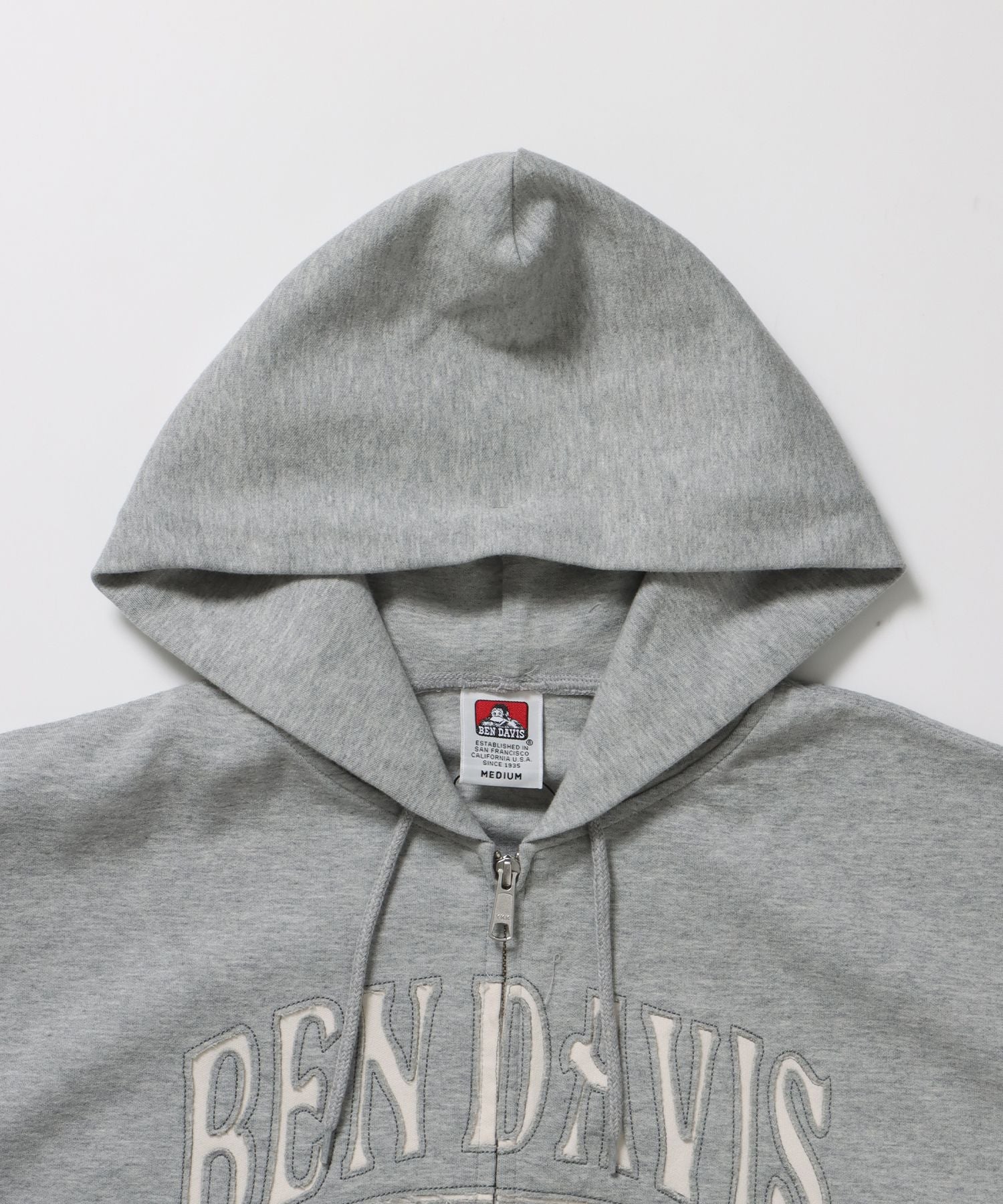 CUTOUT LETTER ZIP HOODY / オーバーサイズ ヘビーウェイト ジップパーカー フーディ ダブルジップ 刺繍 加工 【短丈】 グレー