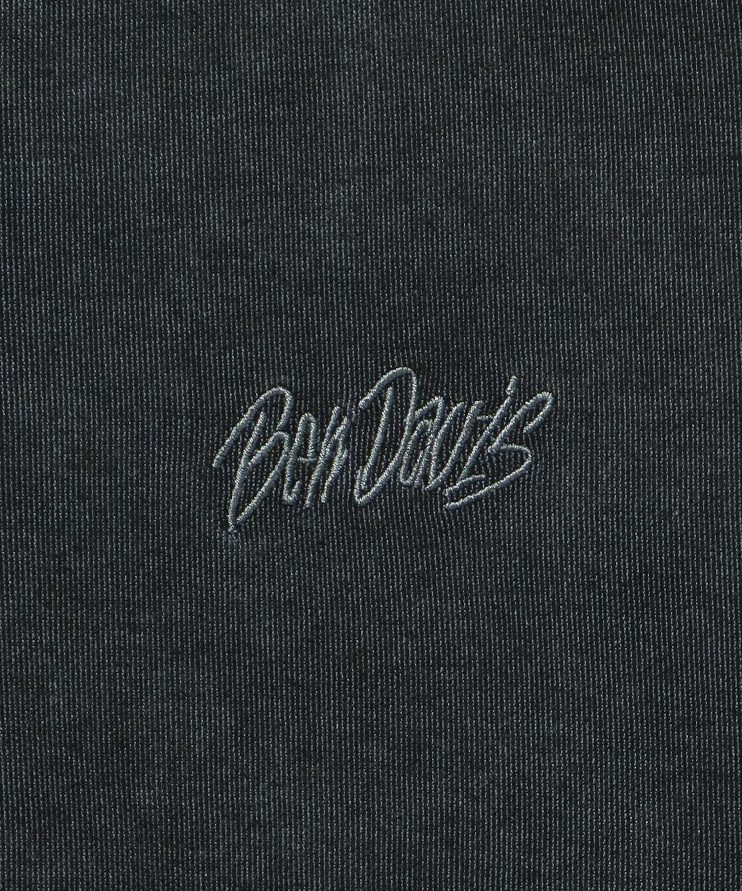 JERSEY LINE TRACK JACKET / ビッグシルエット フルジップ ヘビーウェイト 加工 刺繍 フーディ【短丈】 ブラック