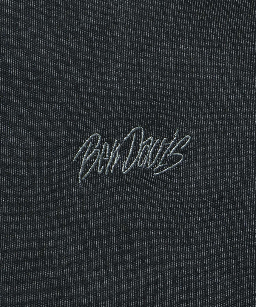 JERSEY LINE TRACK JACKET / ビッグシルエット フルジップ ヘビーウェイト 加工 刺繍 フーディ【短丈】 ブラック