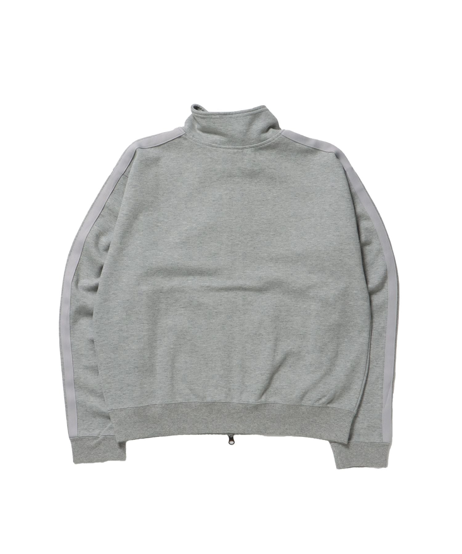 JERSEY LINE TRACK JACKET / ビッグシルエット フルジップ ヘビーウェイト 加工 刺繍 フーディ【短丈】 グレー