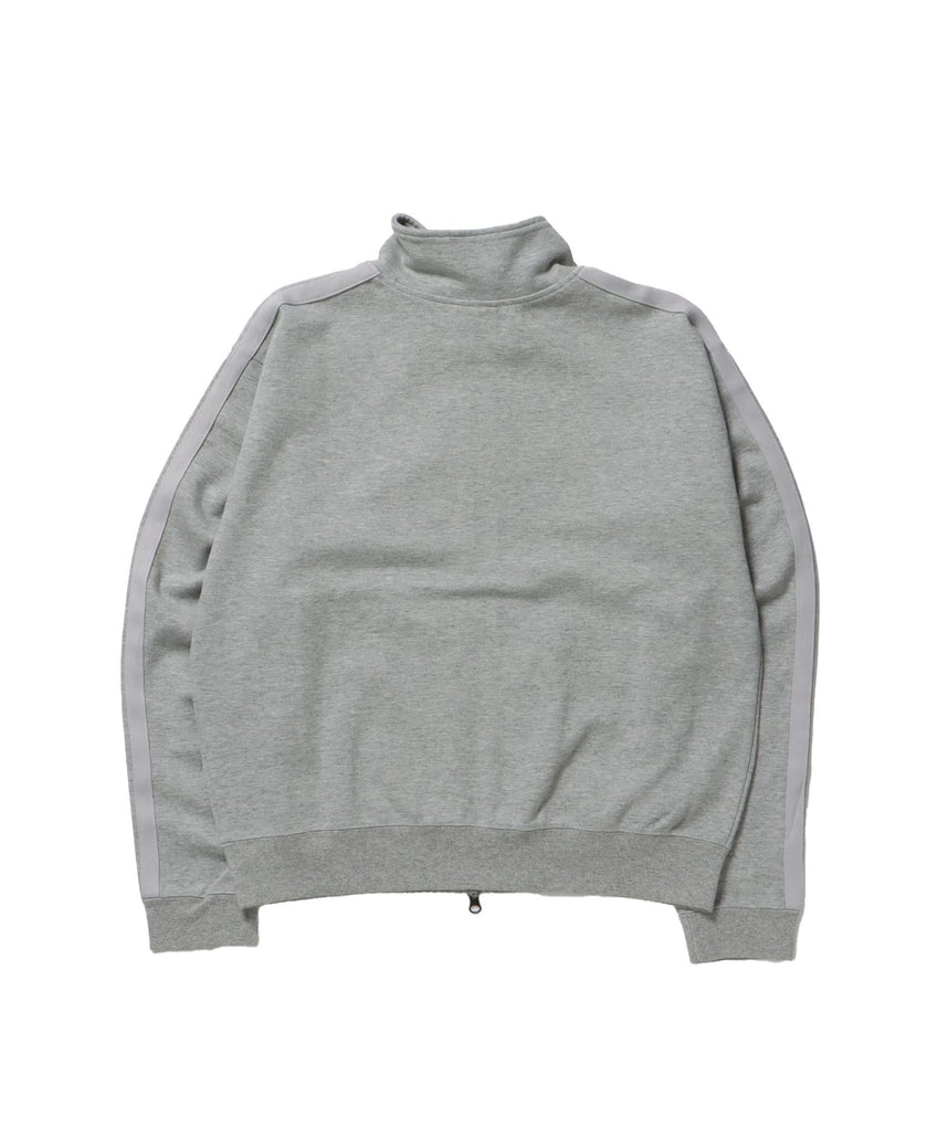 JERSEY LINE TRACK JACKET / ビッグシルエット フルジップ ヘビーウェイト 加工 刺繍 フーディ【短丈】 グレー