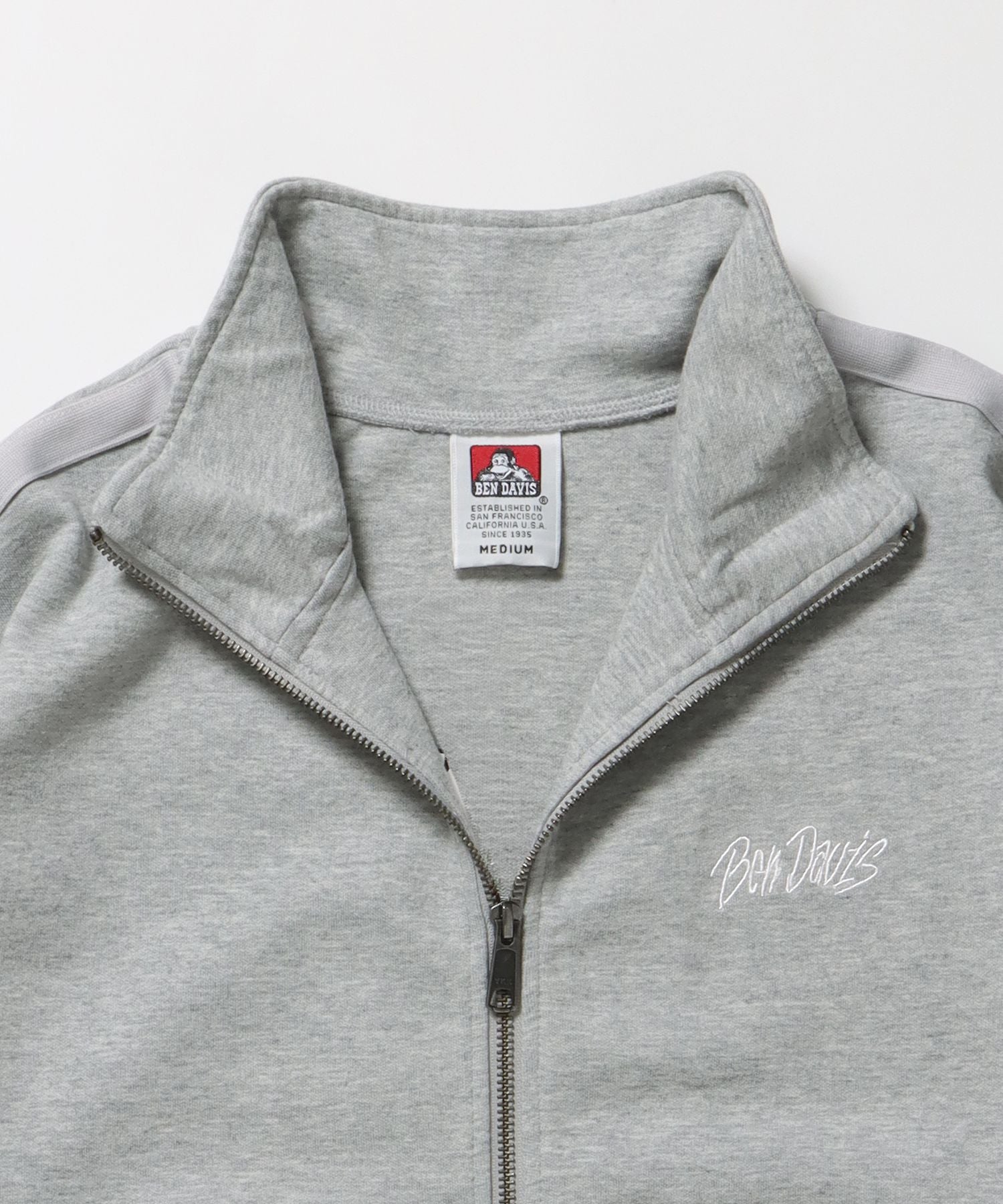 JERSEY LINE TRACK JACKET / ビッグシルエット フルジップ ヘビーウェイト 加工 刺繍 フーディ【短丈】 グレー