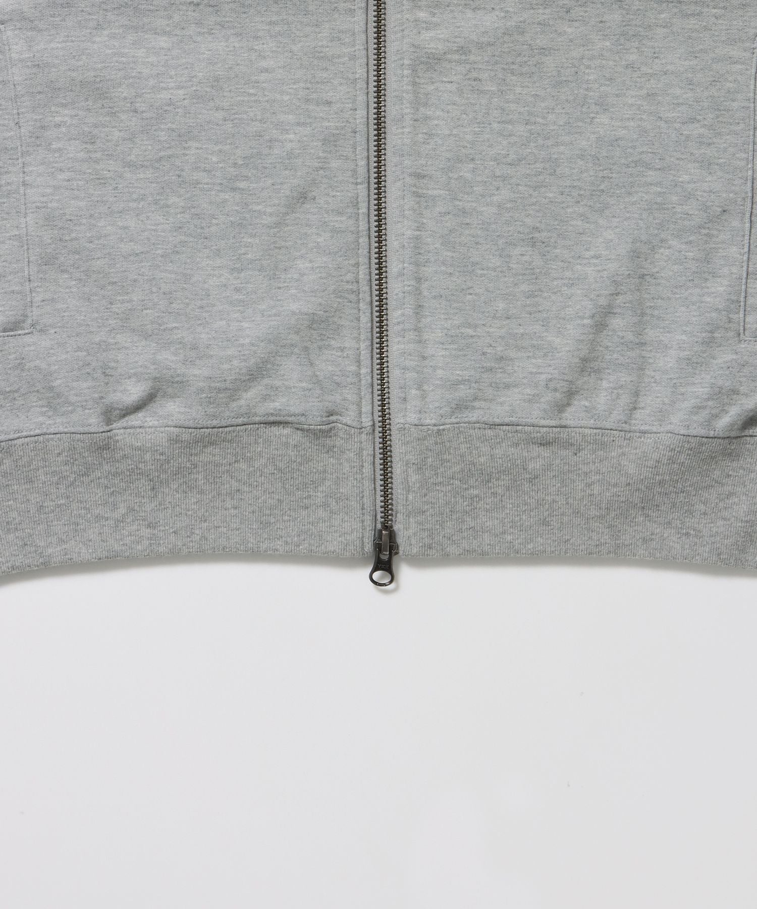 JERSEY LINE TRACK JACKET / ビッグシルエット フルジップ ヘビーウェイト 加工 刺繍 フーディ【短丈】 グレー