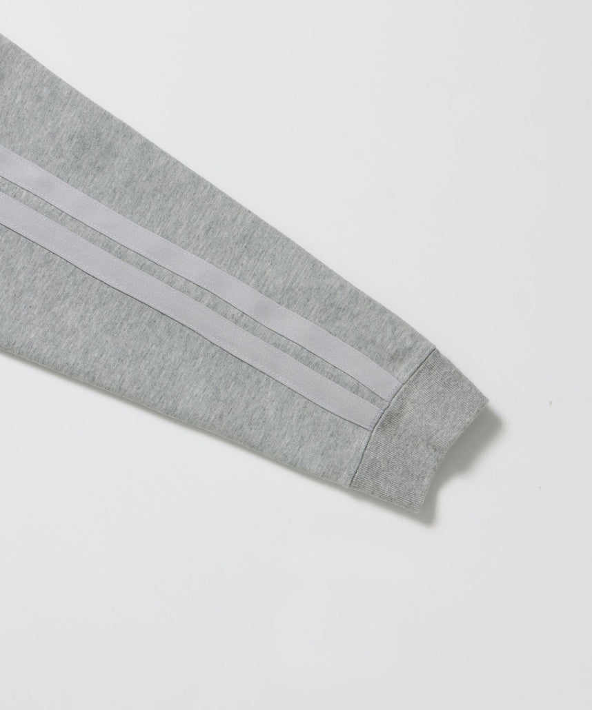 JERSEY LINE TRACK JACKET / ビッグシルエット フルジップ ヘビーウェイト 加工 刺繍 フーディ【短丈】 グレー