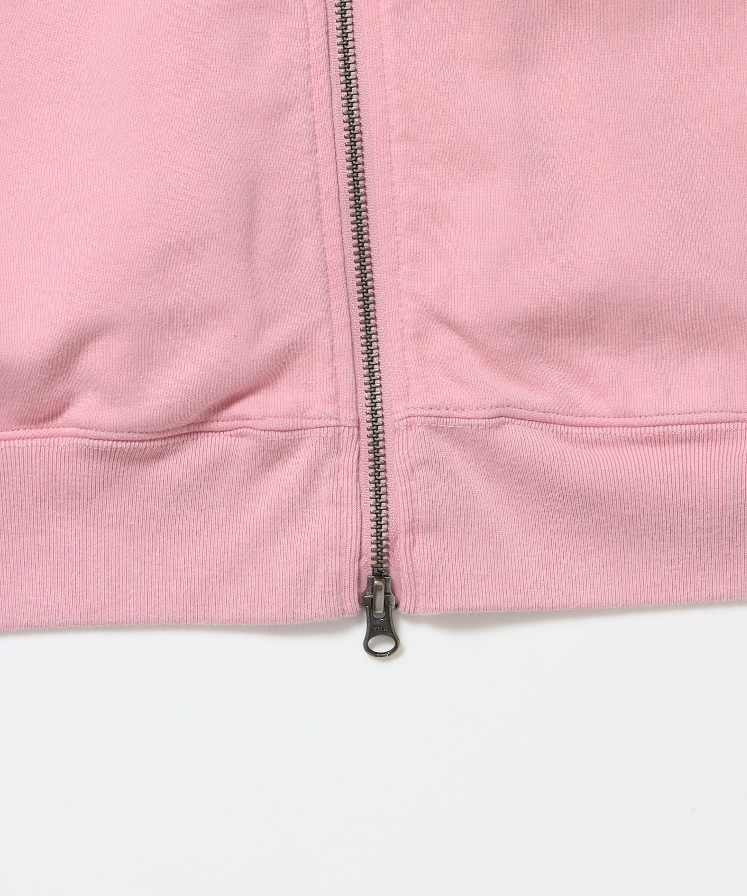JERSEY LINE TRACK JACKET / ビッグシルエット フルジップ ヘビーウェイト 加工 刺繍 フーディ【短丈】 ピンク