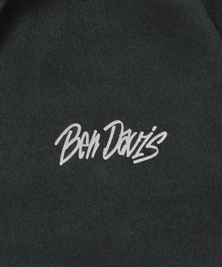 GRAPHIC FADED ZIP HOODIE / ジップパーカー フーディ 裏起毛 ヘビーウェイト プリント 加工 ブラック