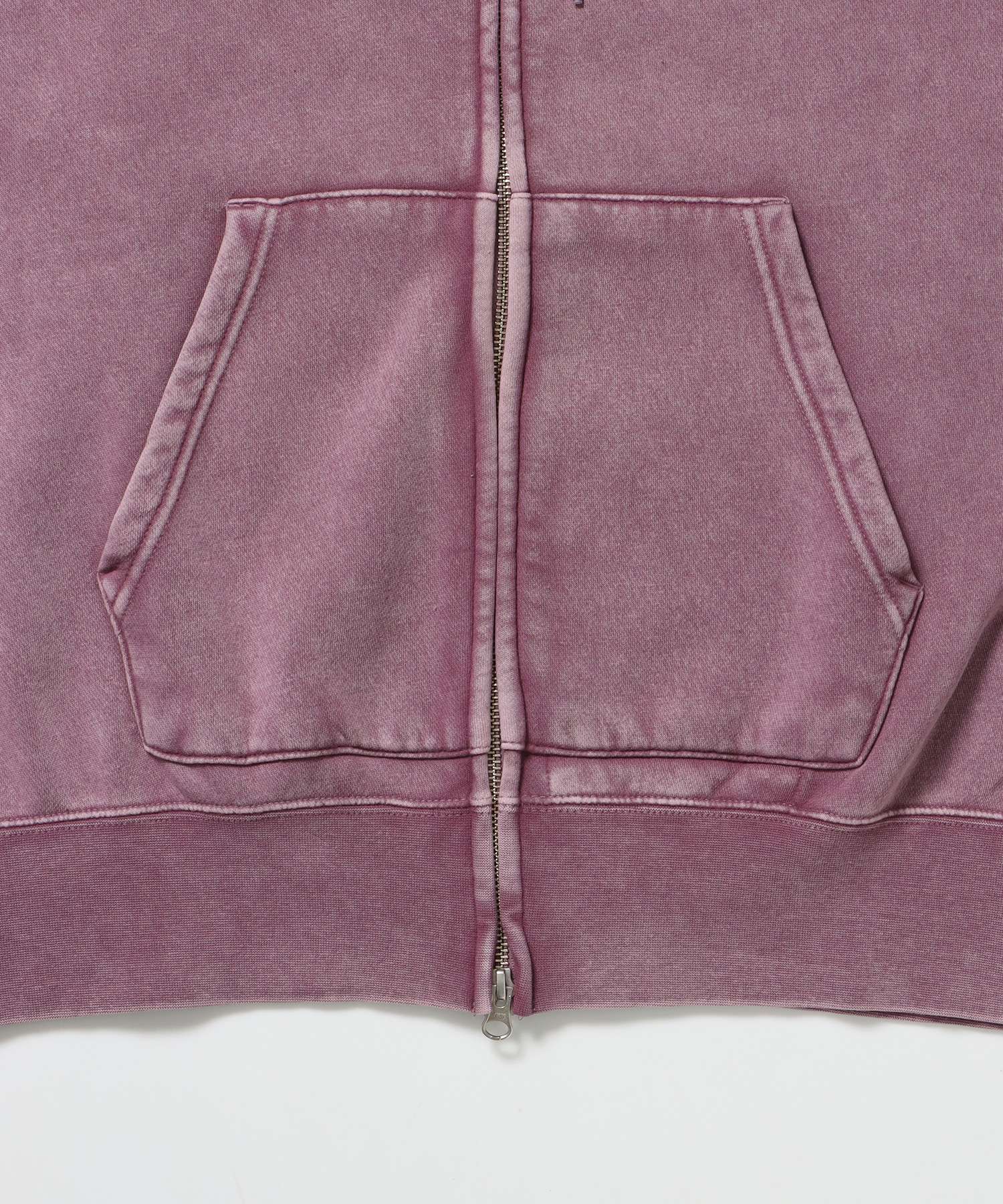 GRAPHIC FADED ZIP HOODIE / ジップパーカー フーディ 裏起毛 ヘビーウェイト プリント 加工 ピンク