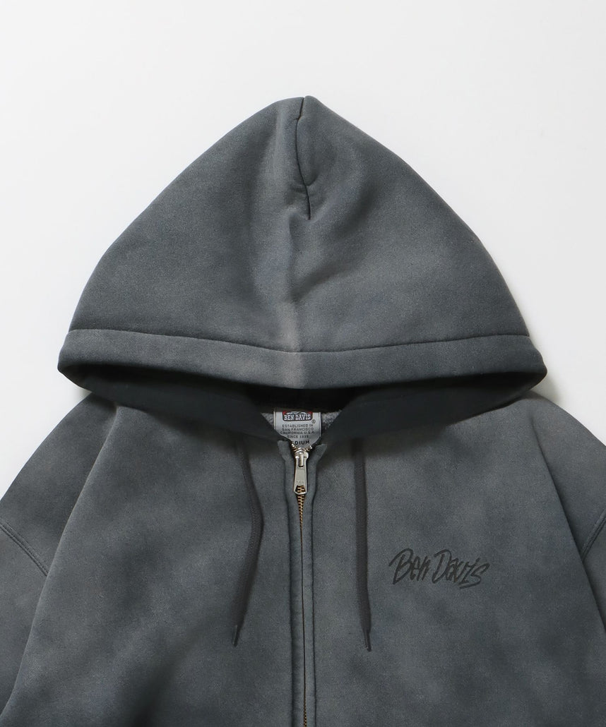 GRAPHIC FADED ZIP HOODIE / ジップパーカー フーディ 裏起毛 ヘビーウェイト プリント 加工 柄19