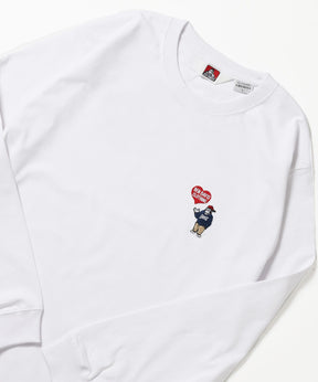HEART GORILLA L/S TEE / クルーネック ロンT 長袖 刺繍 ワンポイント ユニセックス レギュラーシルエット ホワイト