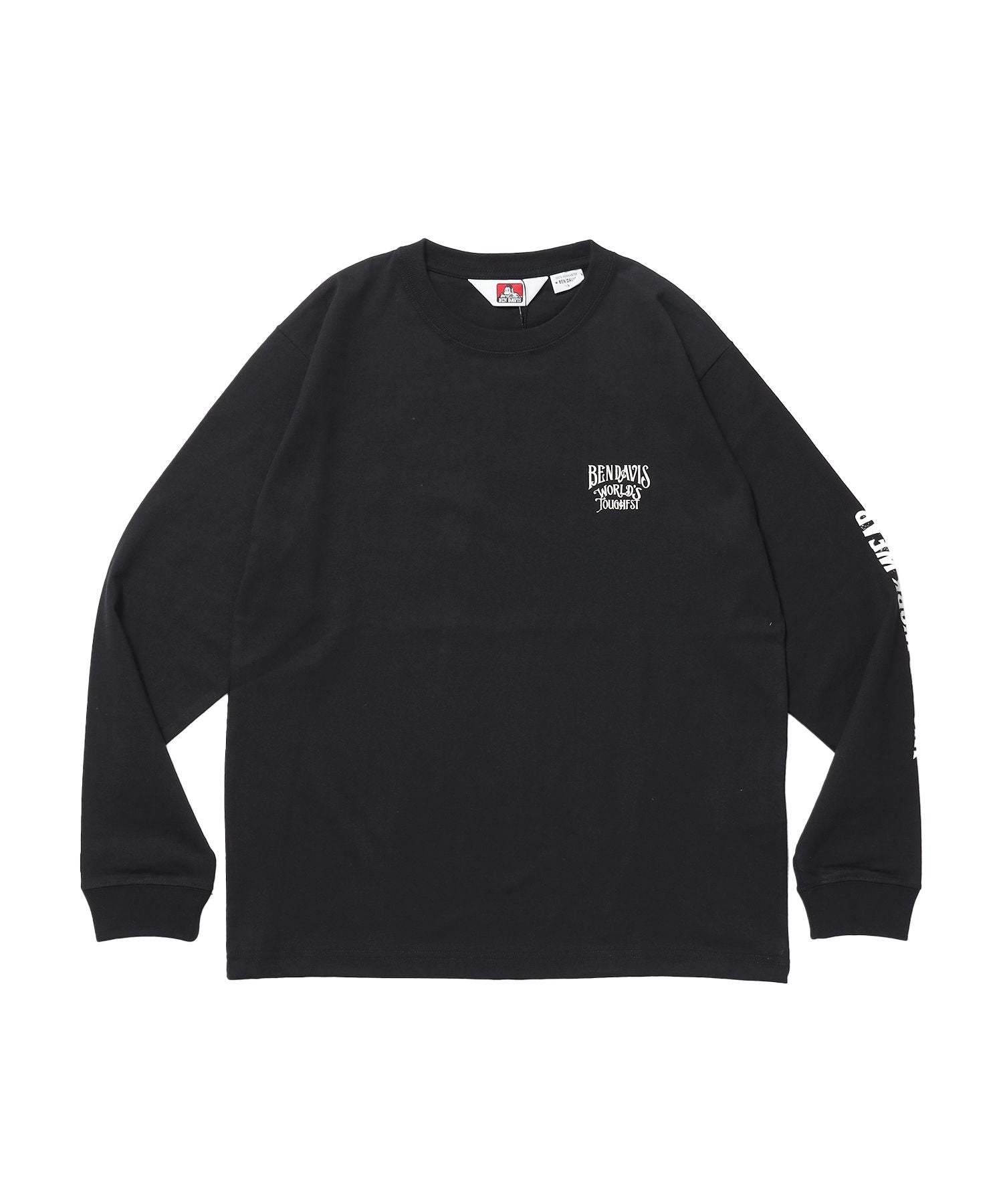 【BEN DAVIS(ベンデイビス)】PAINTER’S SIGN L/S TEE / ロンT クルーネック 長袖 ワンポイント プリント ユニセックス ブラック