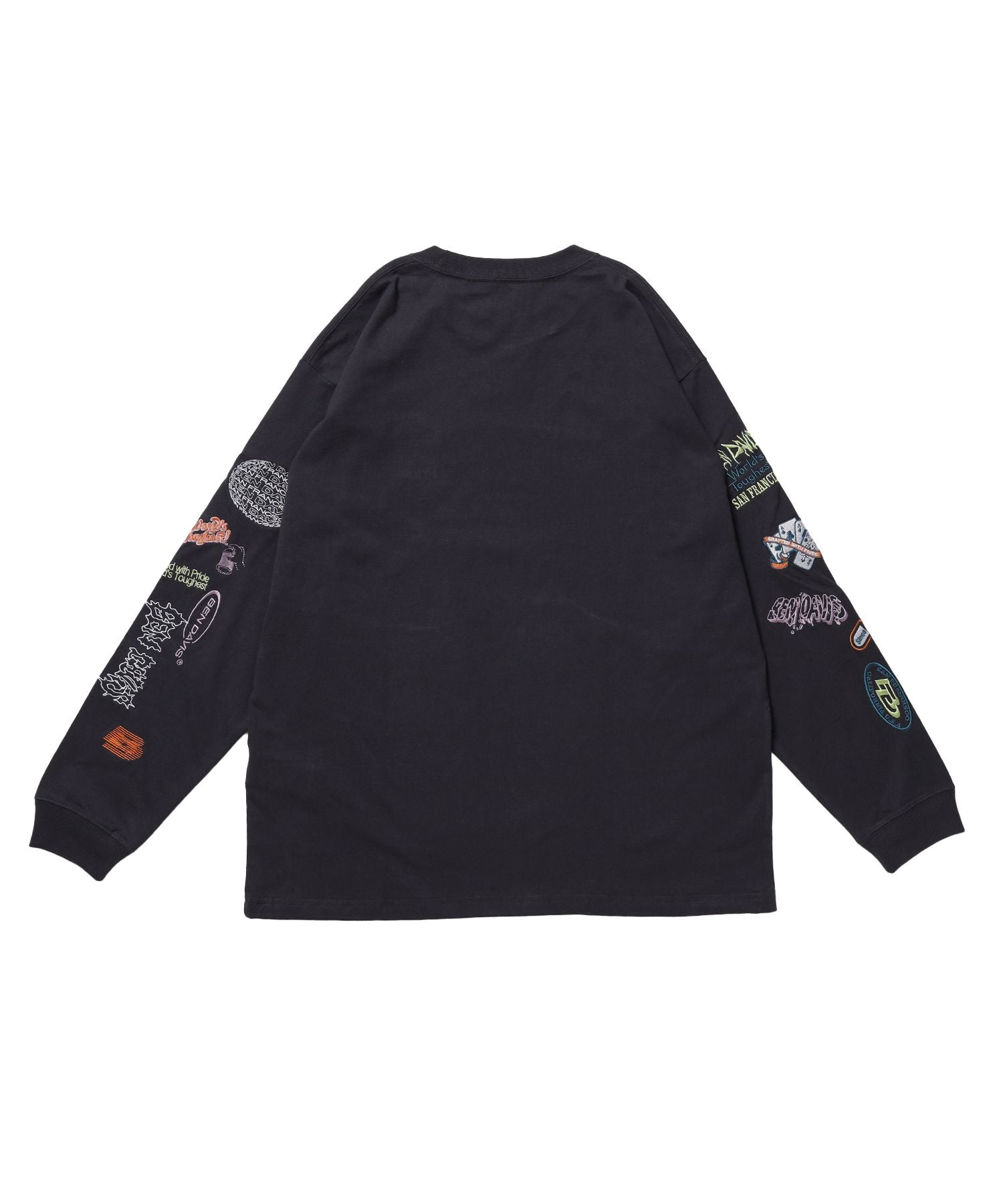 SLEEVE EMB WIDE L/S TEE / ロンT クルーネック 刺繍 長袖 ユニセックス レギュラーシルエット チャコール