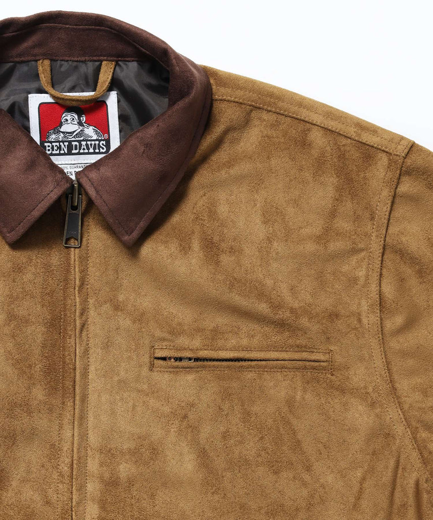 FAUX SUEDE WORK JACKET / ワーク ジャケット ジップ スウェード ポケット ベージュ