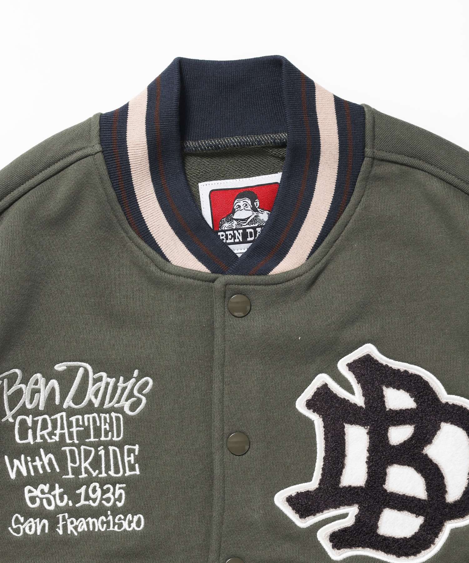 SWEAT STADIUM JACKET / スラックス ジャケット 刺繍 ワンポイント 裏毛 ワッペン カーキ