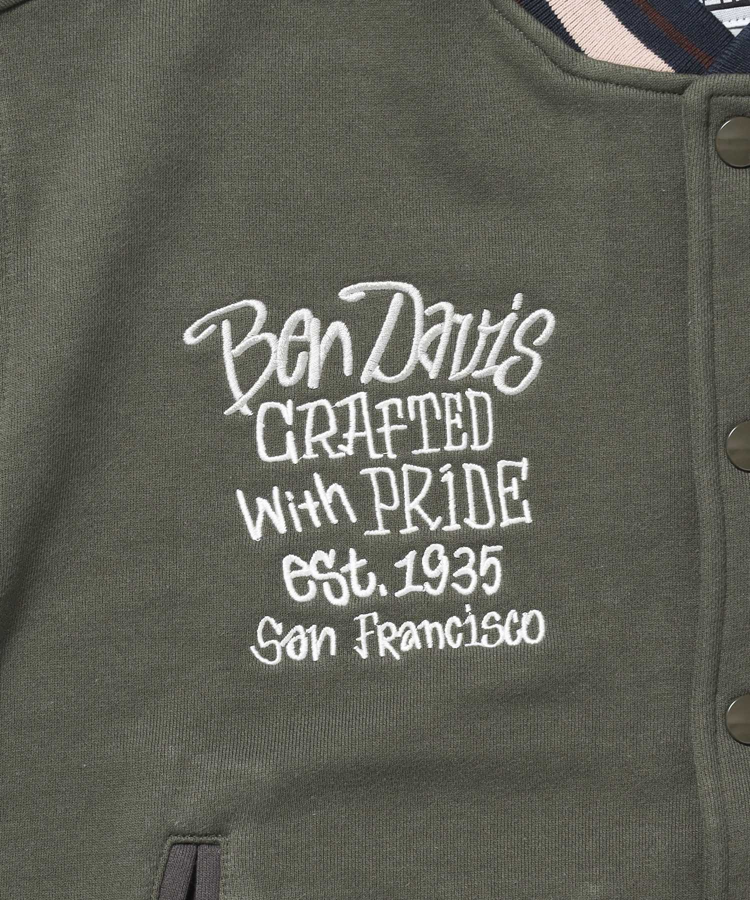 SWEAT STADIUM JACKET / スラックス ジャケット 刺繍 ワンポイント 裏毛 ワッペン カーキ