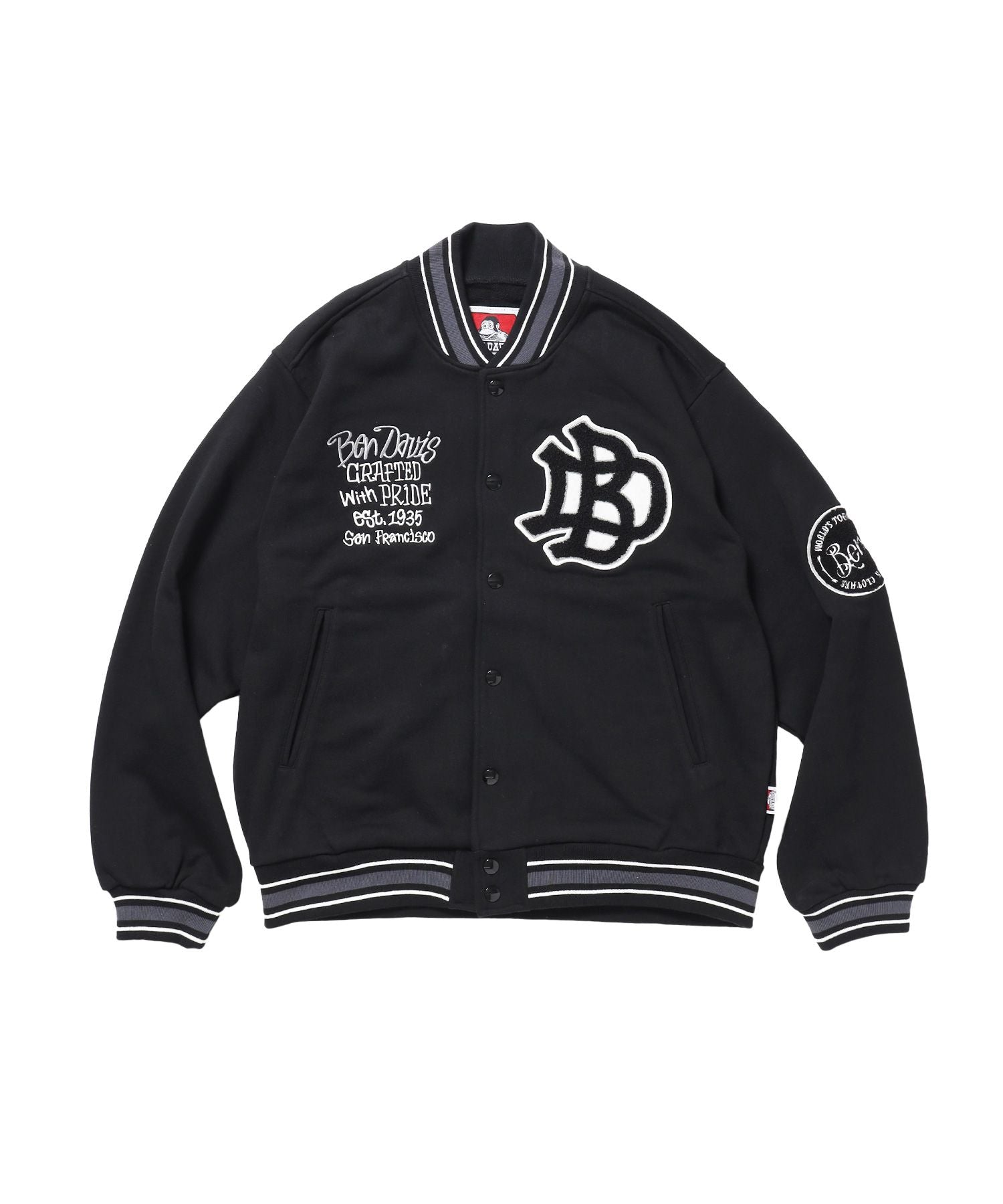 【BEN DAVIS(ベンデイビス)】SWEAT STADIUM JACKET / スラックス ジャケット 刺繍 ワンポイント 裏毛 ワッペン 柄80