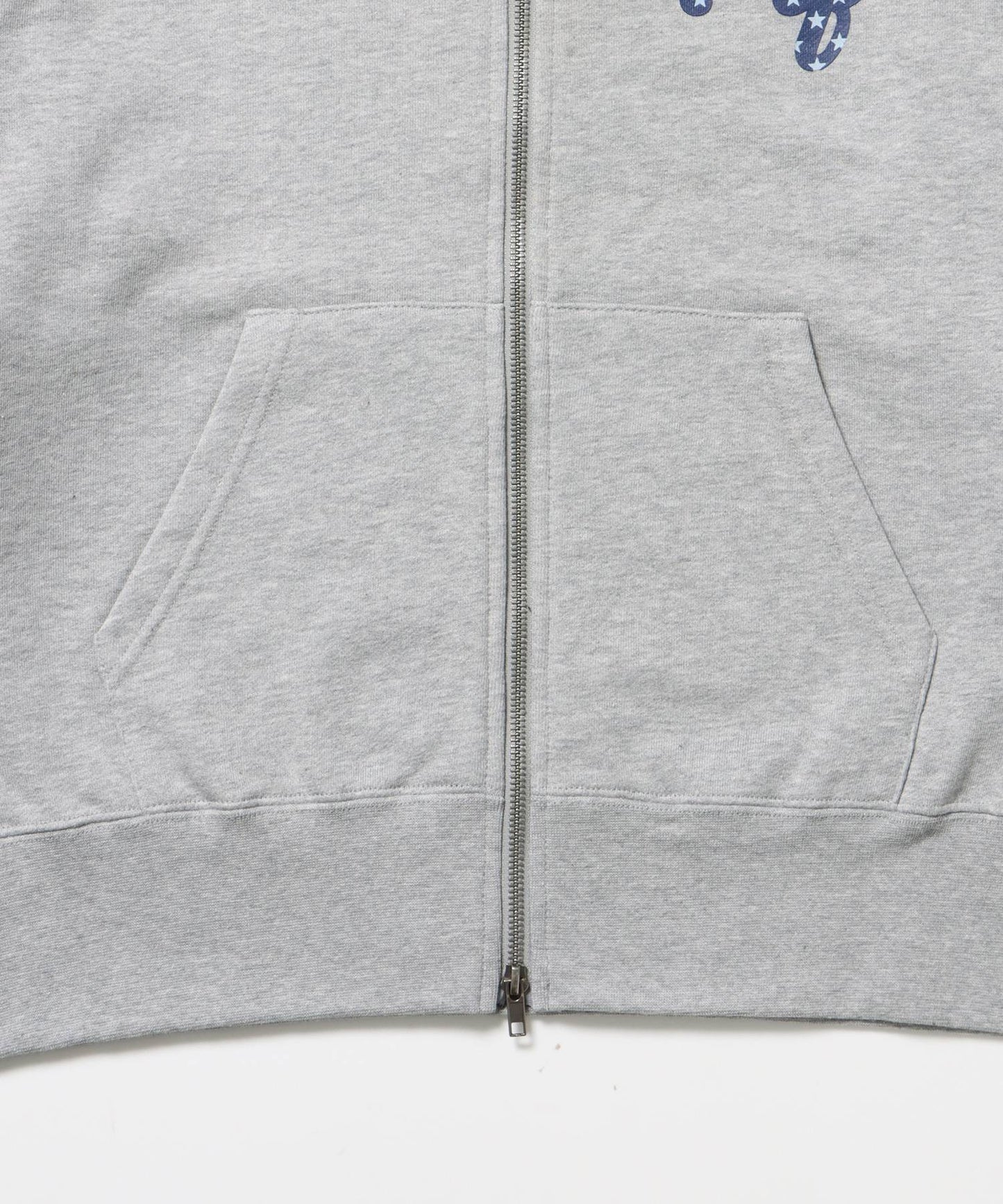 sqnz logo pt zip p/k / ジップパーカー フーディ 裏毛 ワンポイント ダブルジップ 花柄 星柄 グレー