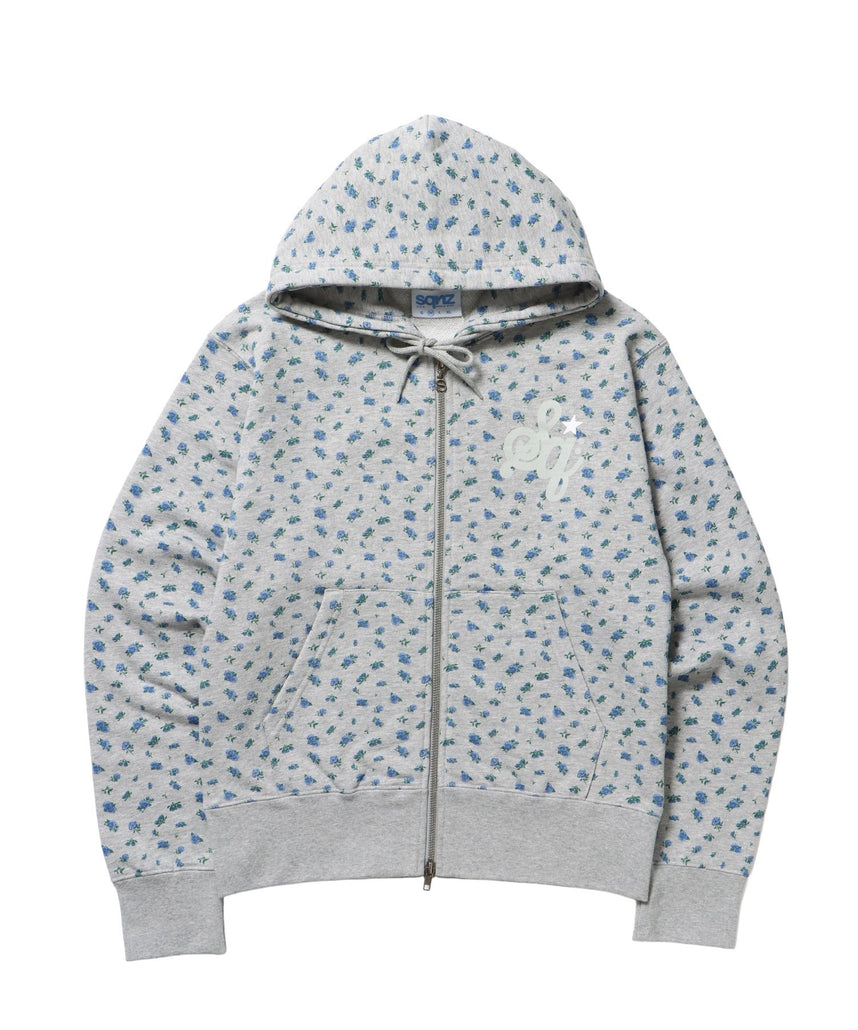 【sqnz(エスキュンズ)】sqnz logo pt zip p/k / ヘビーウェイト 刺繍 フーディ 裏毛 ワンポイント ダブルジップ ドット柄 柄83