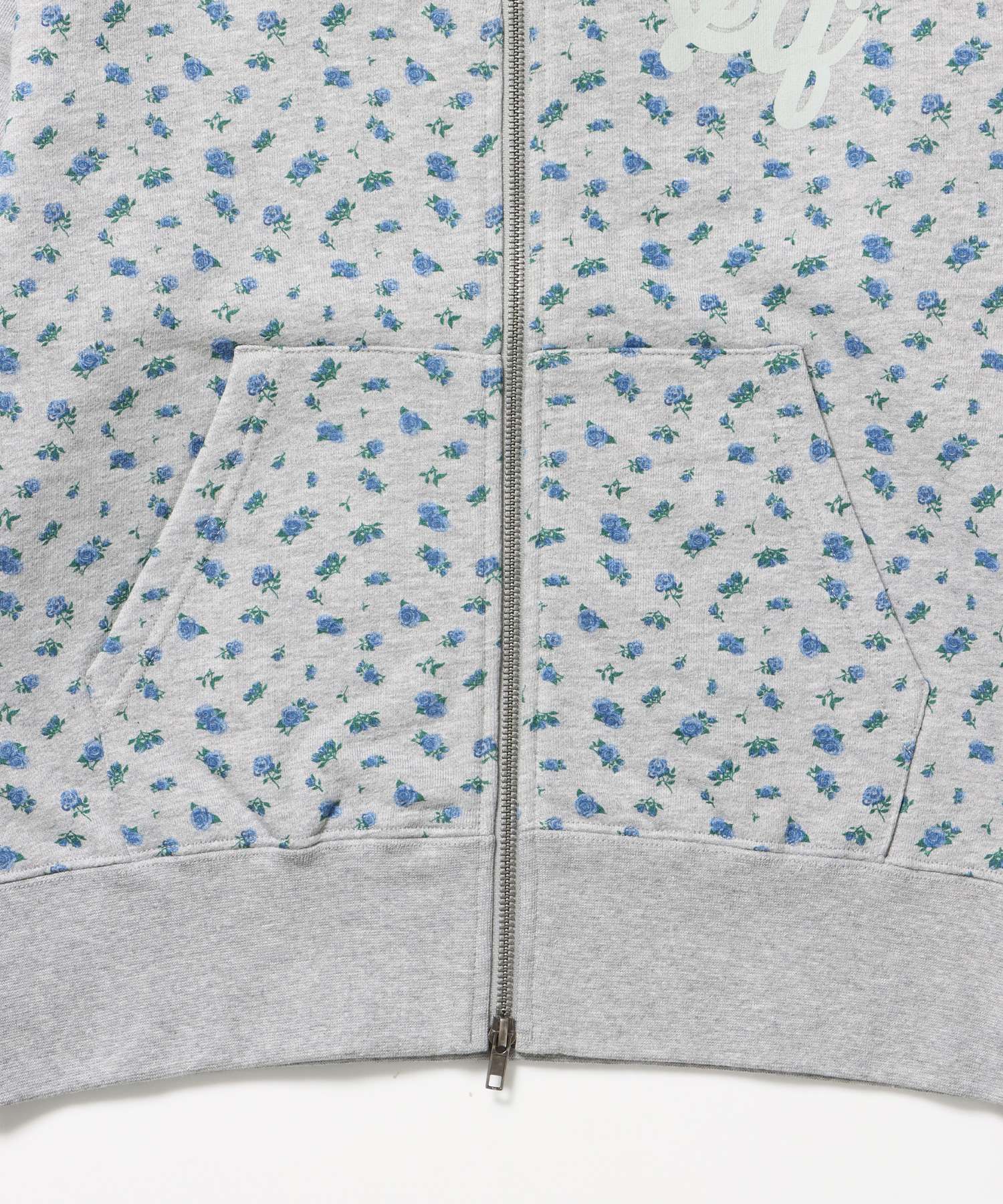 sqnz logo pt zip p/k /ジップパーカー フーディ 裏毛 ワンポイント ダブルジップ 花柄 星柄 柄83