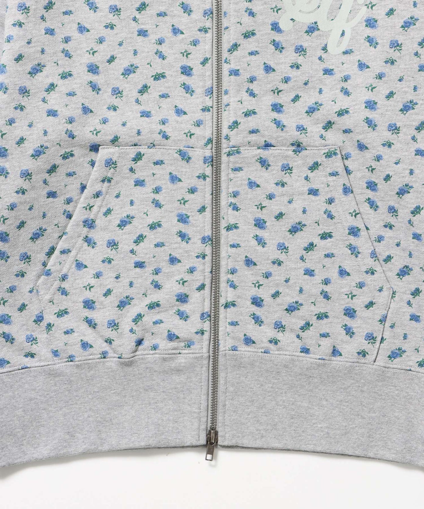 sqnz logo pt zip p/k /ジップパーカー フーディ 裏毛 ワンポイント ダブルジップ 花柄 星柄 柄83