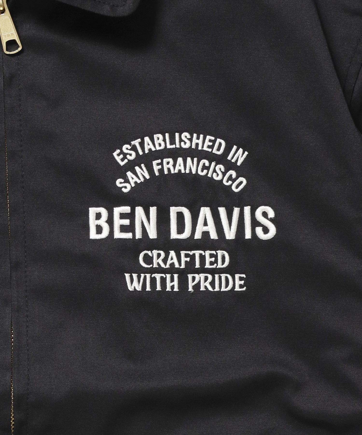 THEATER EMB BM JACKET / ワーク ジャケット ジップ 刺繍 ポケット ワンポイント ブラック