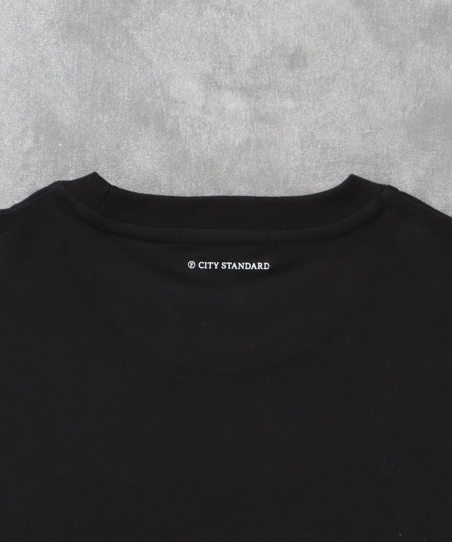 センタープリントロゴショート丈Tシャツ / Tシャツ クルーネック 半袖 プリント ブラック