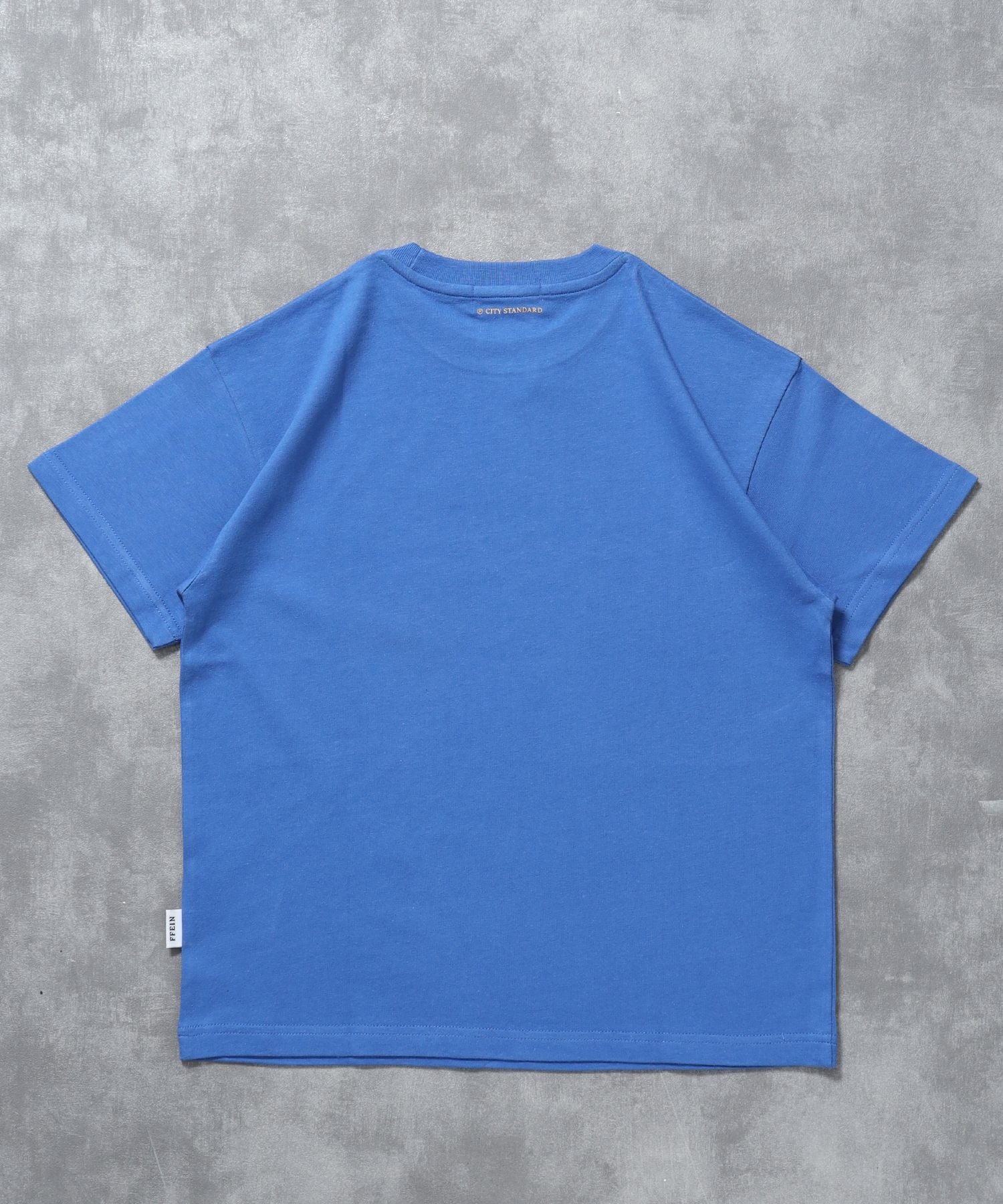センタープリントロゴショート丈Tシャツ / Tシャツ クルーネック 半袖 プリント ブルー