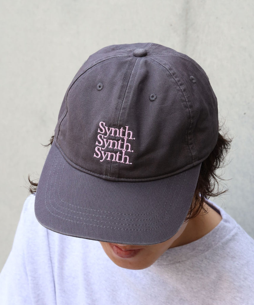 ヴィンテージライク3段刺繍キャップ / ユニセックス キャップ 帽子 雑貨 刺繍 加工 ヴィンテージライク チャコール