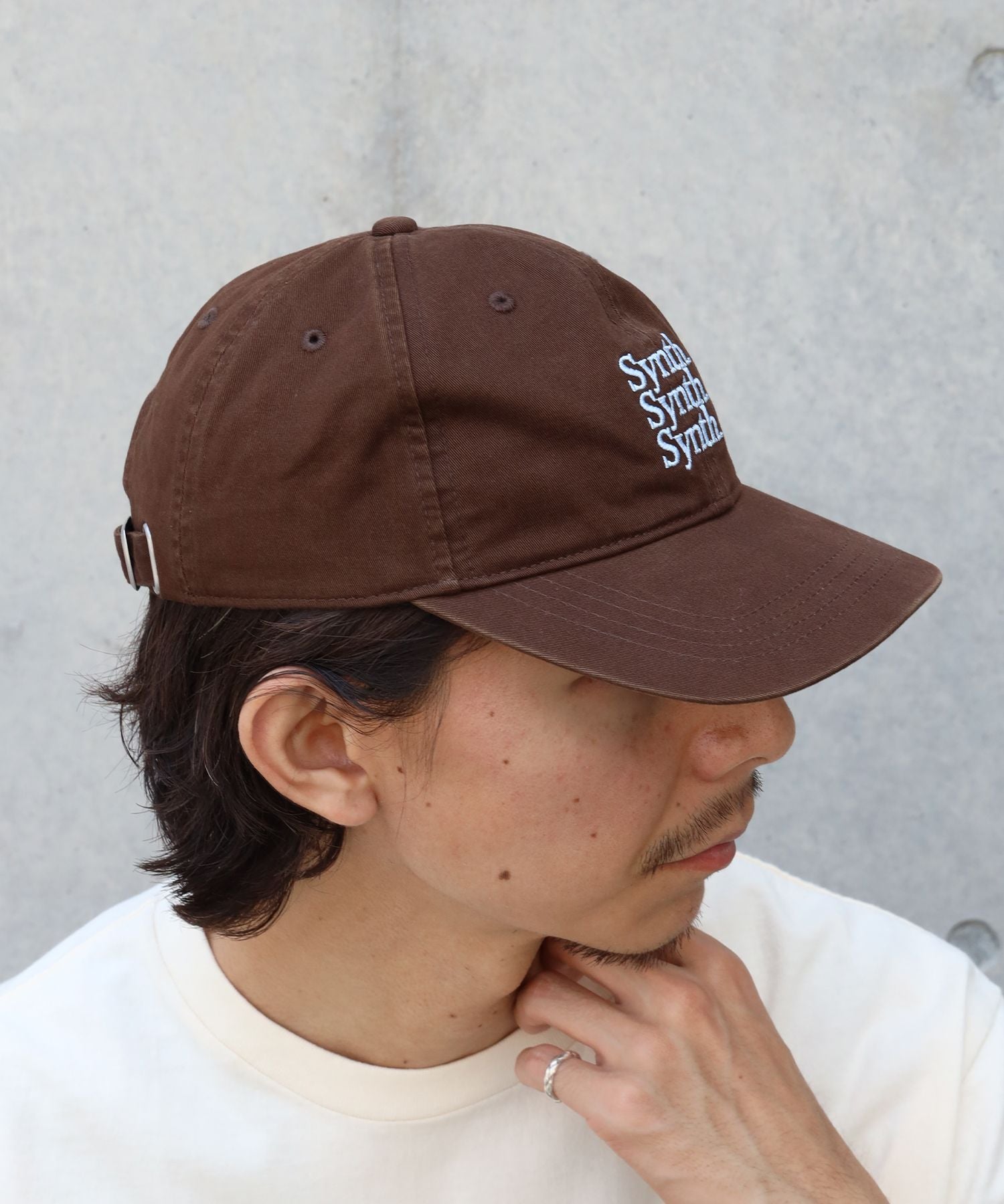 ヴィンテージライク3段刺繍キャップ / ユニセックス キャップ 帽子 雑貨 刺繍 加工 ヴィンテージライク ブラウン