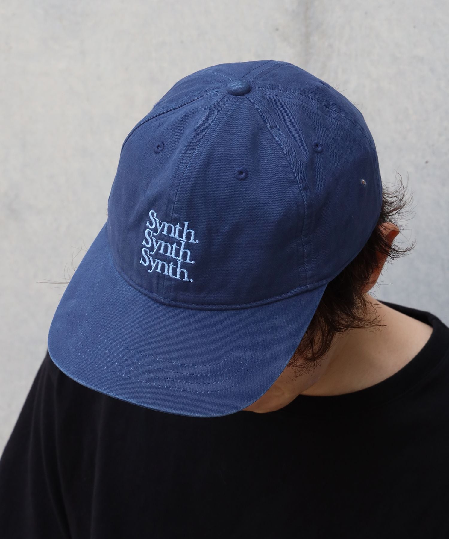 ヴィンテージライク3段刺繍キャップ / ユニセックス キャップ 帽子 雑貨 刺繍 加工 ヴィンテージライク ネイビー