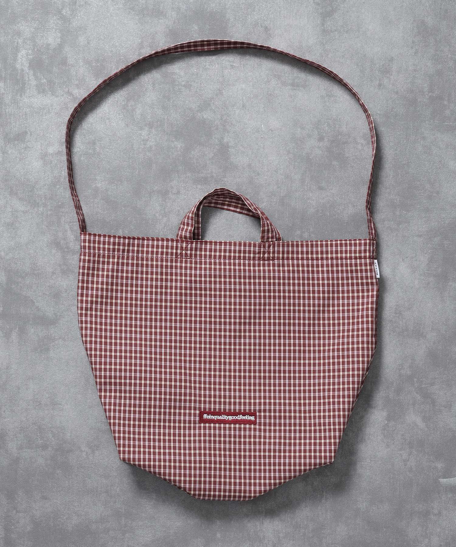 【FFEIN(フェイン)】2WAYチェックトートバッグ / ユニセックス バック 2WAY 雑貨 刺繍 チェック ポケット レッド