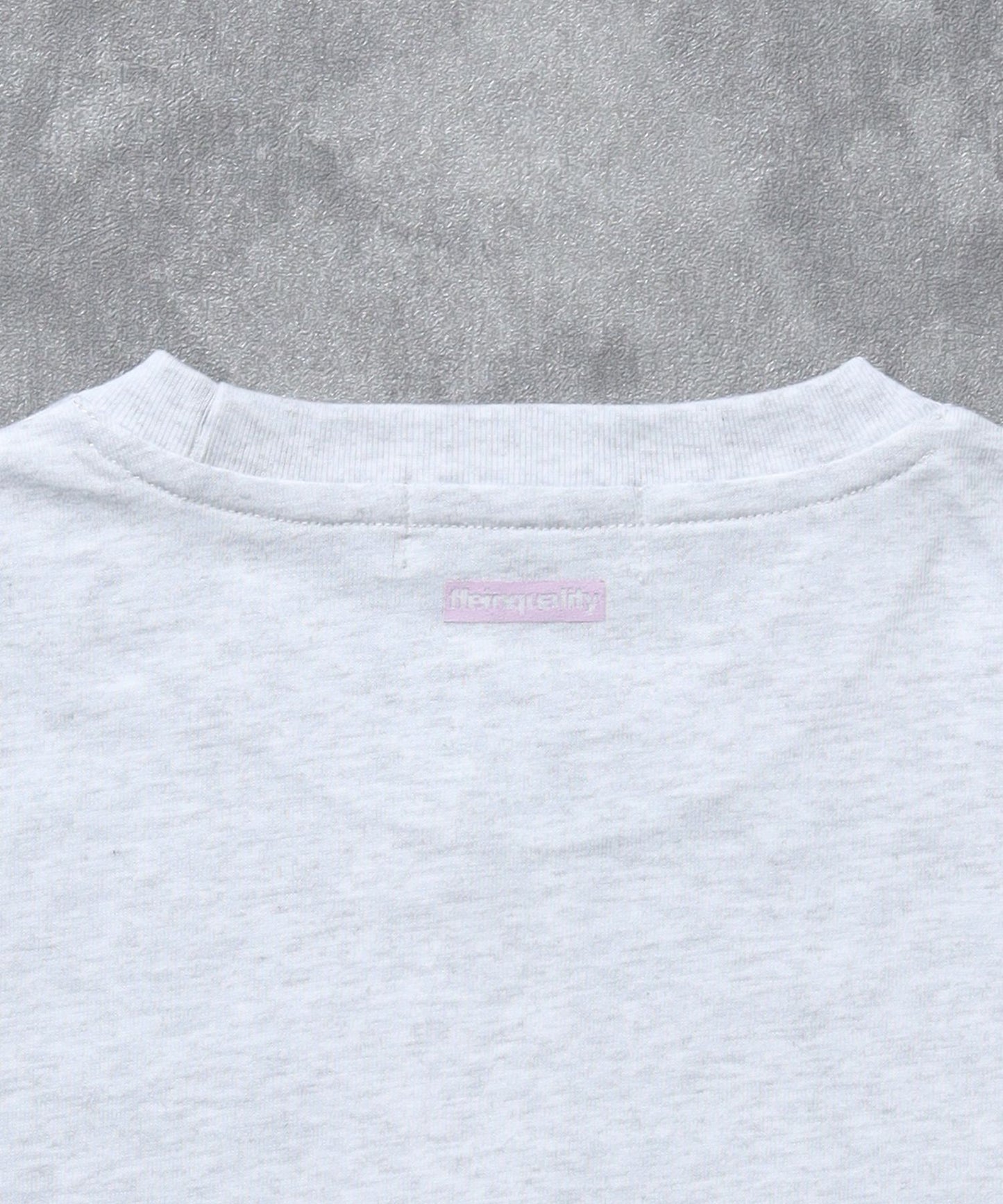 センターデカロゴプリントショート丈Tシャツ/ クルーネック 半袖 刺繍 【短丈】 アッシュグレー