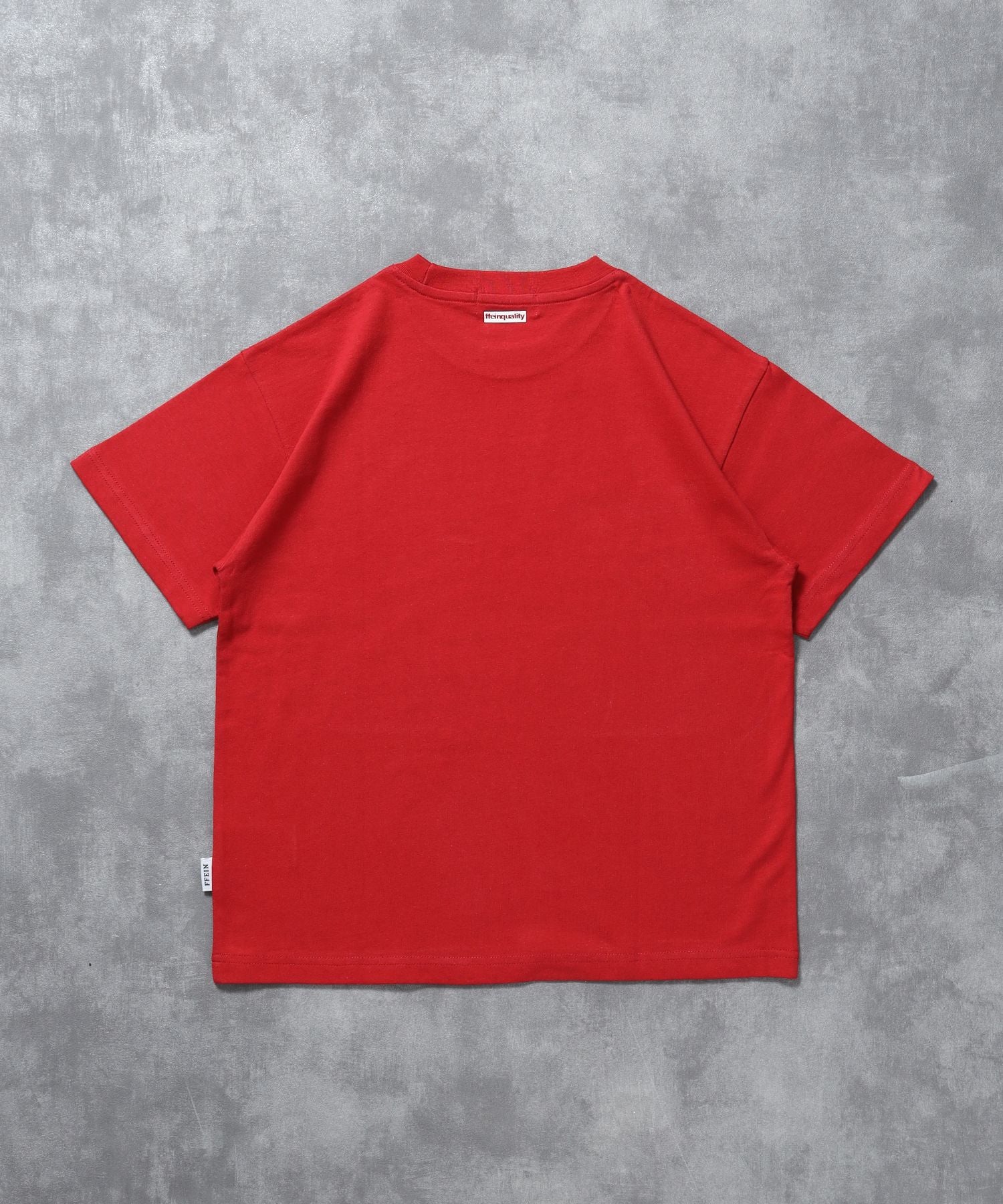 センターデカロゴプリントショート丈Tシャツ/ クルーネック 半袖 刺繍 【短丈】 レッド