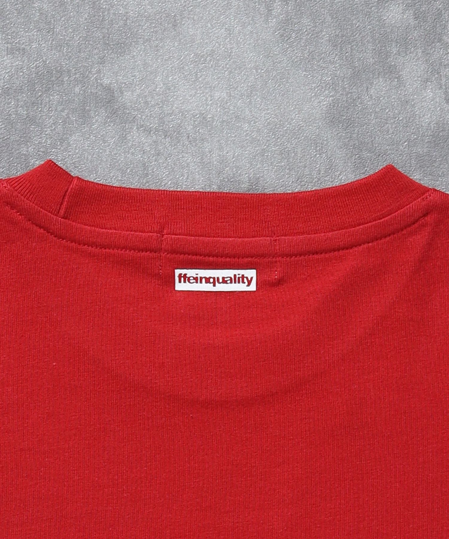 センターデカロゴプリントショート丈Tシャツ/ クルーネック 半袖 刺繍 【短丈】 レッド