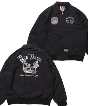 COTTON DUCK SOUVENIR JACKET / スーベニア 刺繍 フライトジャケット ユニセックス 裏地付き アウター ブラック