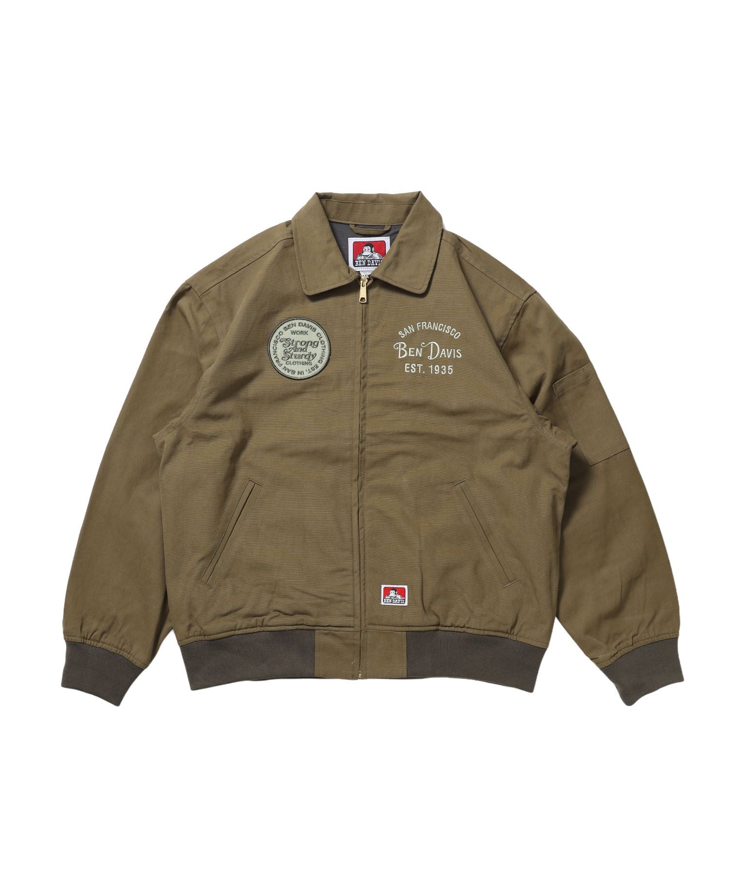 【BEN DAVIS(ベンデイビス)】COTTON DUCK SOUVENIR JACKET / スーベニア 刺繍 フライトジャケット ユニセックス 裏地付き アウター カーキ