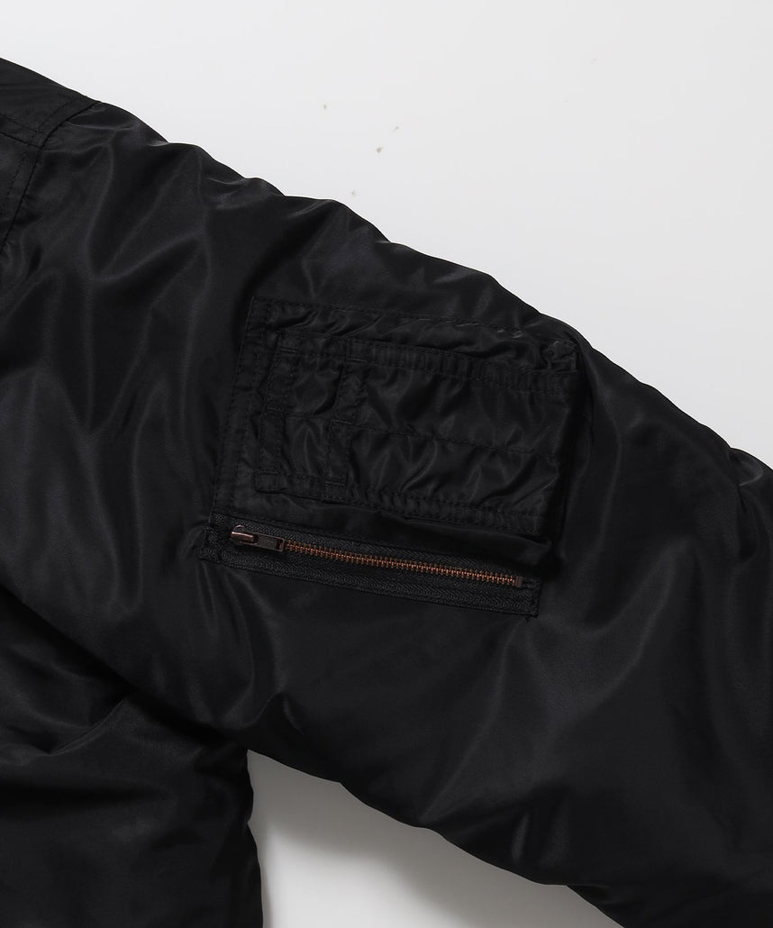 SOUVENIR EMB FLIGHT JACKET / スーベニアジャケット フライトジャケット 刺繍 ワッペン 着脱ボア衿 アウター ユニセックス ブラック