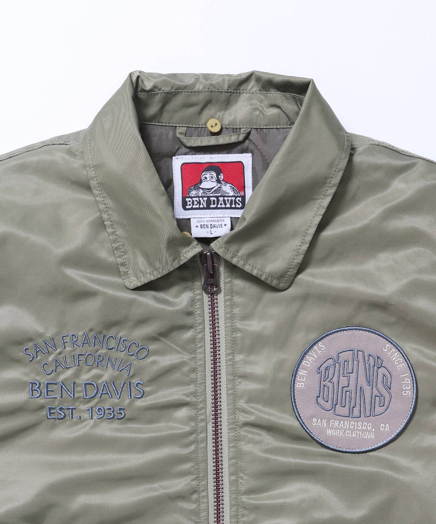 SOUVENIR EMB FLIGHT JACKET / スーベニアジャケット フライトジャケット 刺繍 ワッペン 着脱ボア衿 アウター ユニセックス カーキ