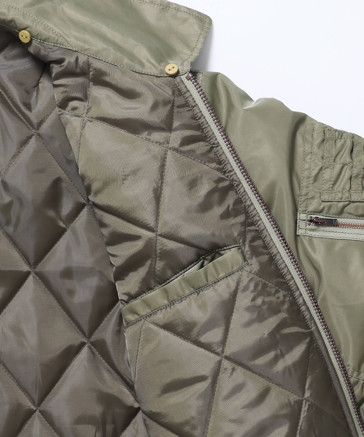 SOUVENIR EMB FLIGHT JACKET / スーベニアジャケット フライトジャケット 刺繍 ワッペン 着脱ボア衿 アウター ユニセックス カーキ