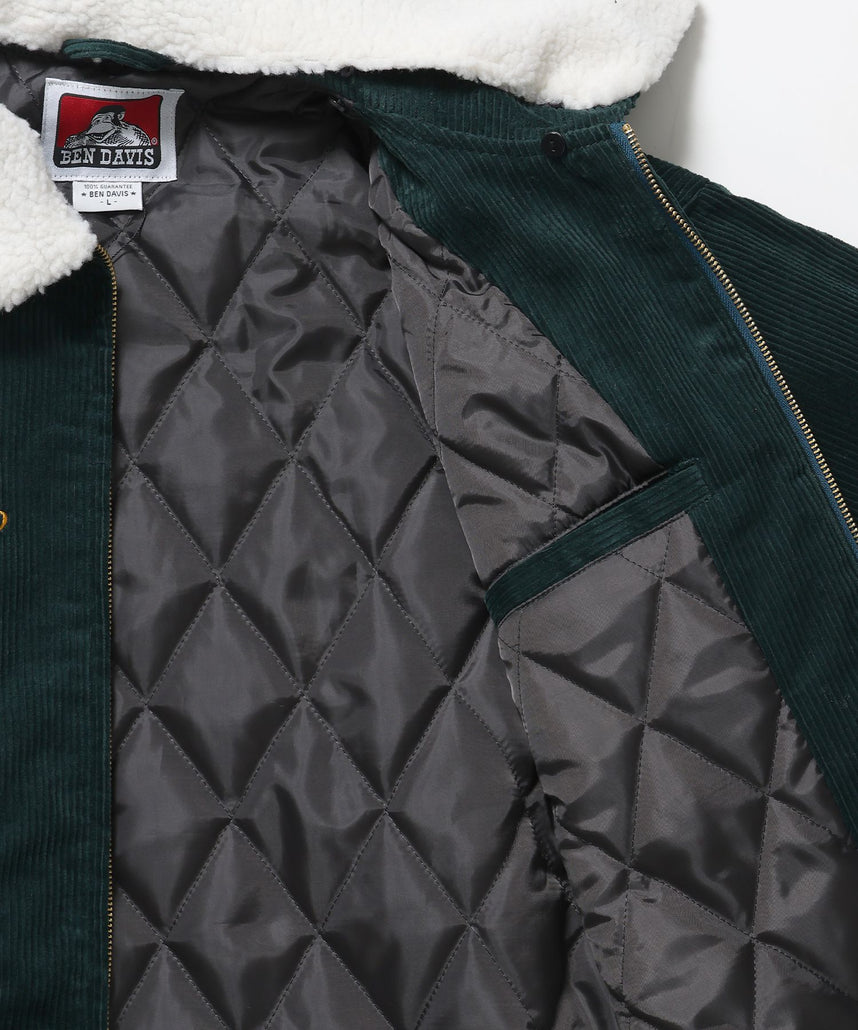 REMOVAL BOA COLLAR RANCH JACKET / ランチジャケット コーデュロイ 着脱ボア衿 刺繍 ワッペン アウター ユニセックス ダークグリーン