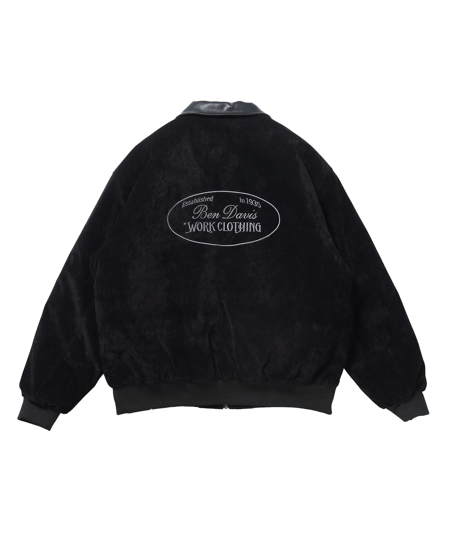 【BEN DAVIS(ベンデイビス)】FAUX SUEDE RESCUE JACKET / レスキュージャケット フェイクスエード 中綿キルティング ハイネック ワッペン アウター ユニセックス ブラック