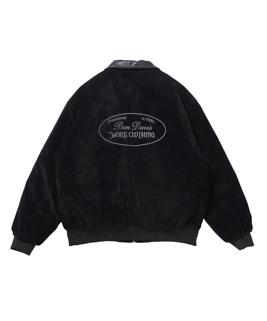 【BEN DAVIS(ベンデイビス)】FAUX SUEDE RESCUE JACKET / レスキュージャケット フェイクスエード 中綿キルティング ハイネック ワッペン アウター ユニセックス ブラック